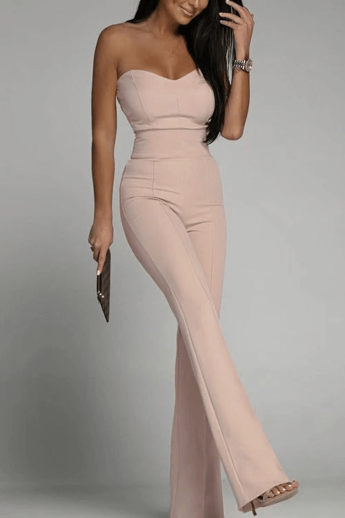 Women's Elegant Strapless Jumpsuit Set