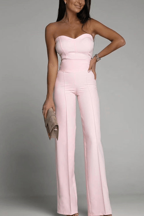 Women's Elegant Strapless Jumpsuit Set