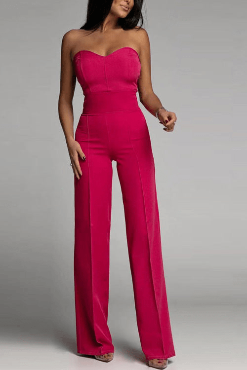 Women's Elegant Strapless Jumpsuit Set