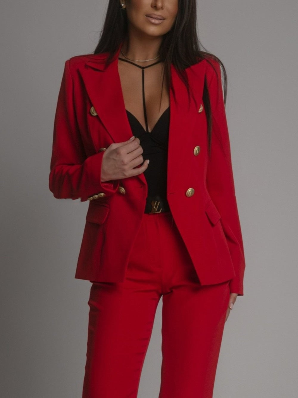 Women's Elegant Two-Piece Suit – Blazer and Trousers