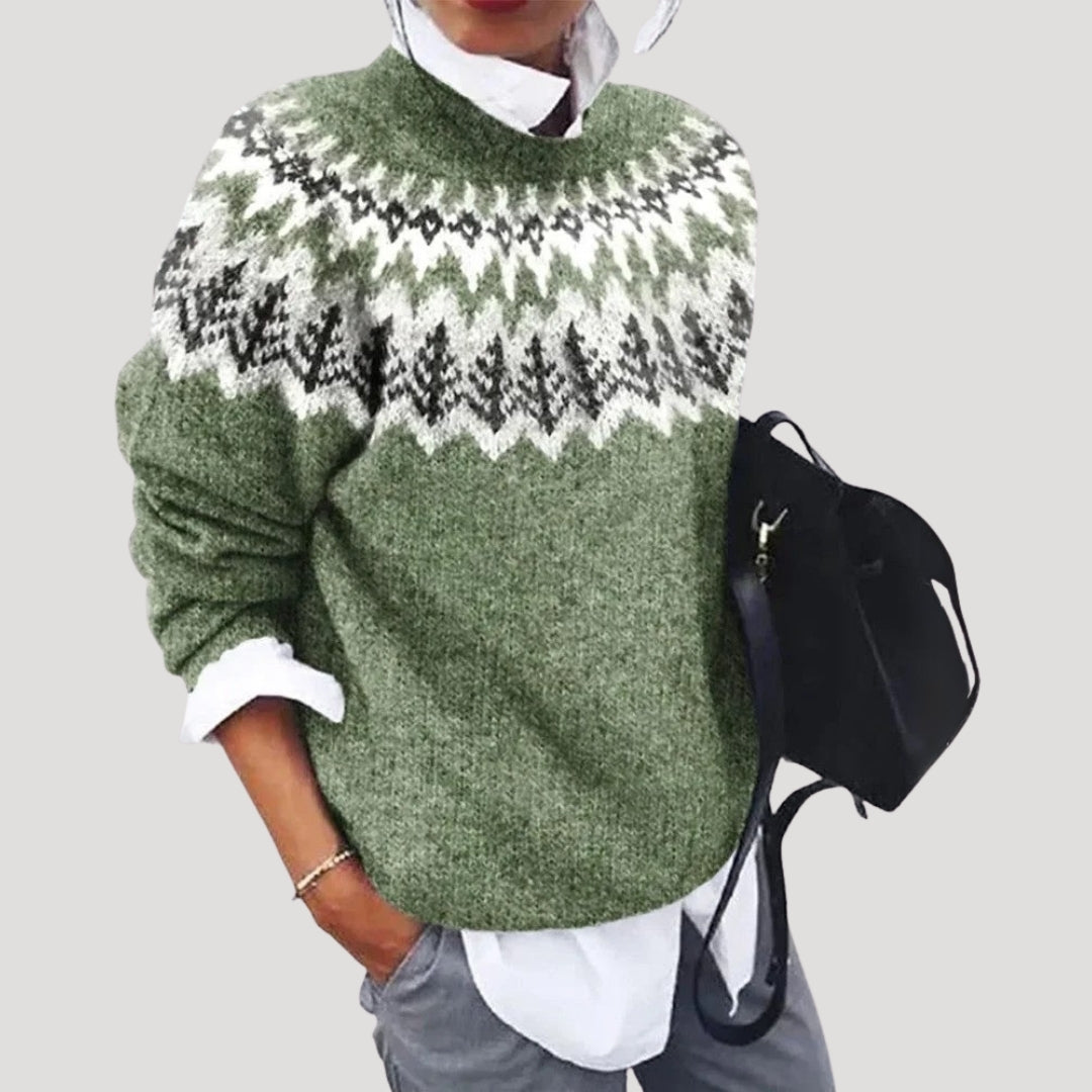 Women's Fair Isle Christmas Sweater with Nordic Pattern - Regular Fit