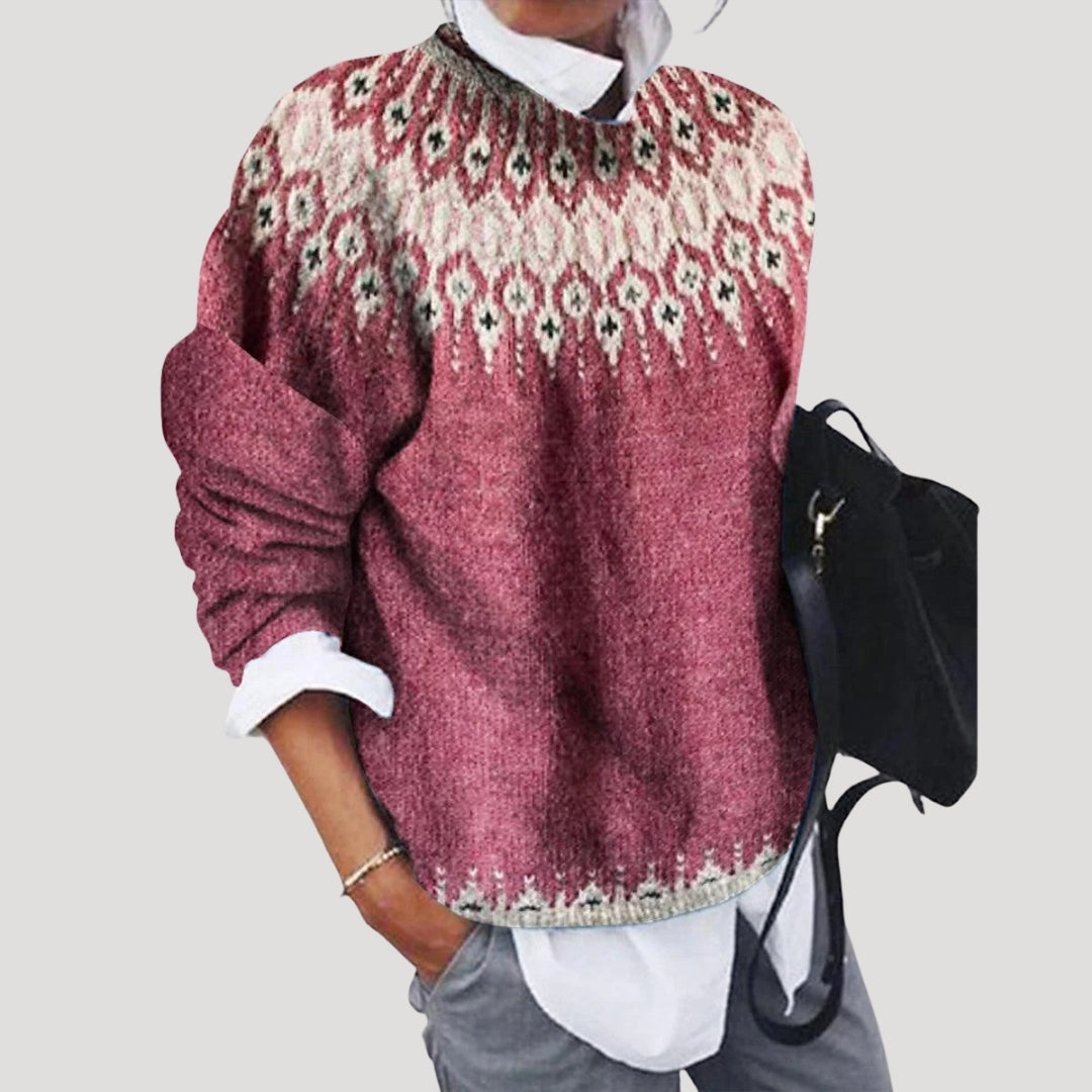 Women's Fair Isle Christmas Sweater with Nordic Pattern - Regular Fit