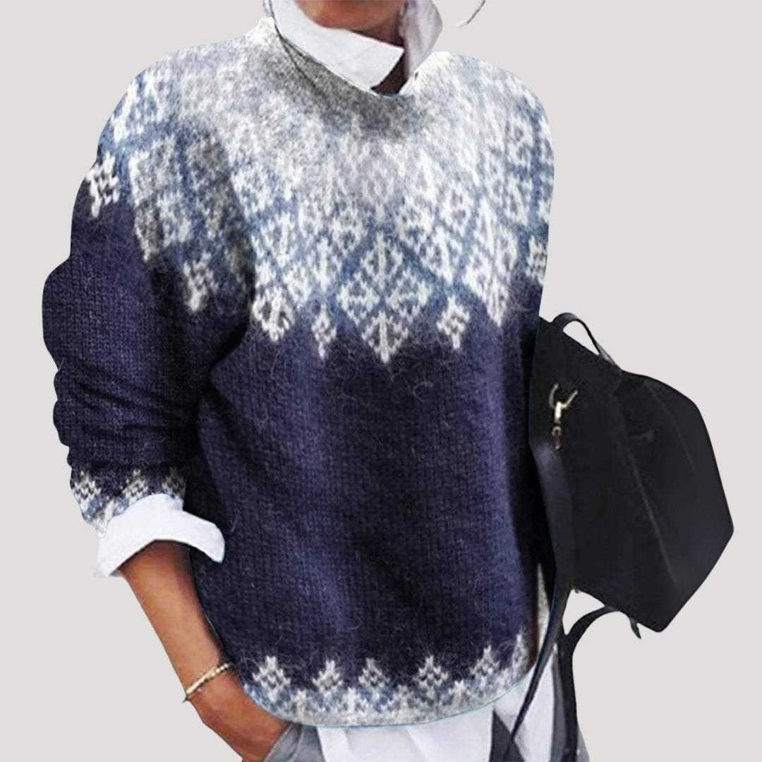 Women's Fair Isle Christmas Sweater with Nordic Pattern - Regular Fit