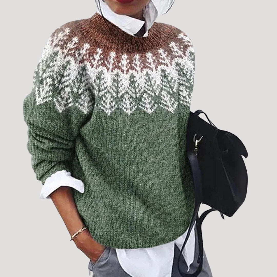 Women's Fair Isle Christmas Sweater with Nordic Pattern - Regular Fit