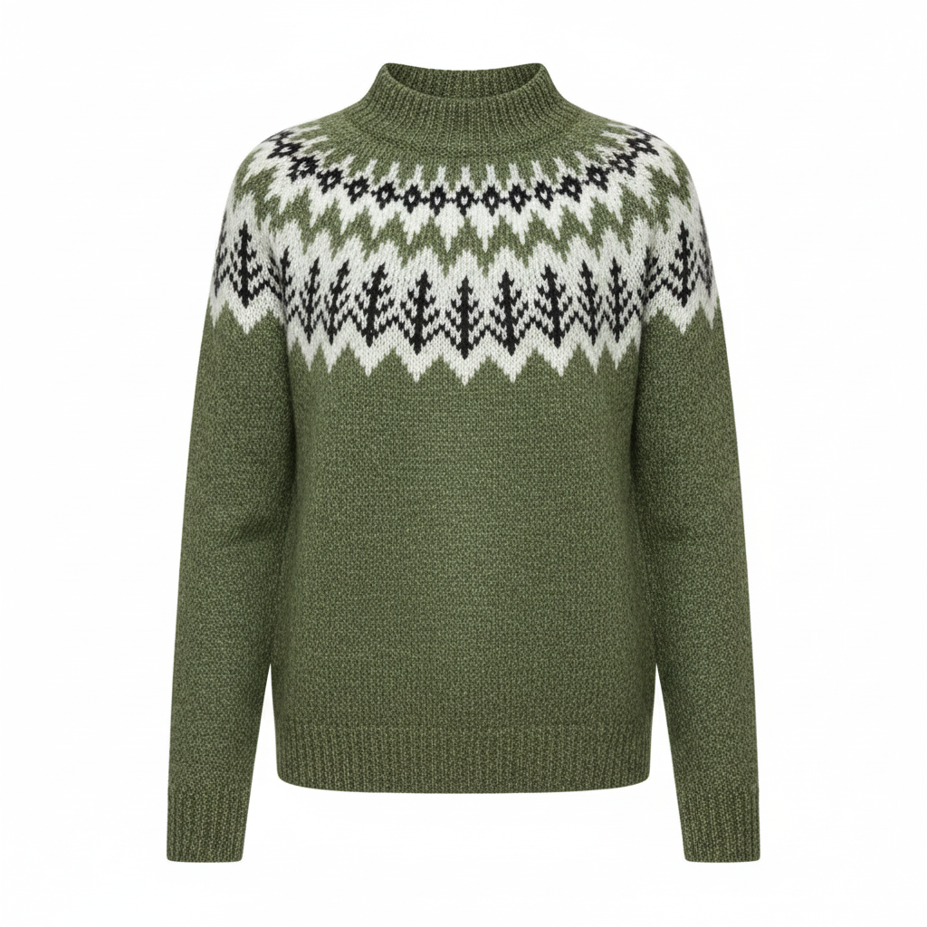 Women's Fair Isle Christmas Sweater with Nordic Pattern - Regular Fit