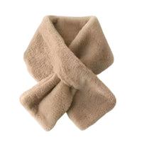 Women's Faux Rabbit Fur Plush Cross Scarf - Soft Neck Warmer for Everyday Autumn & Winter Wear