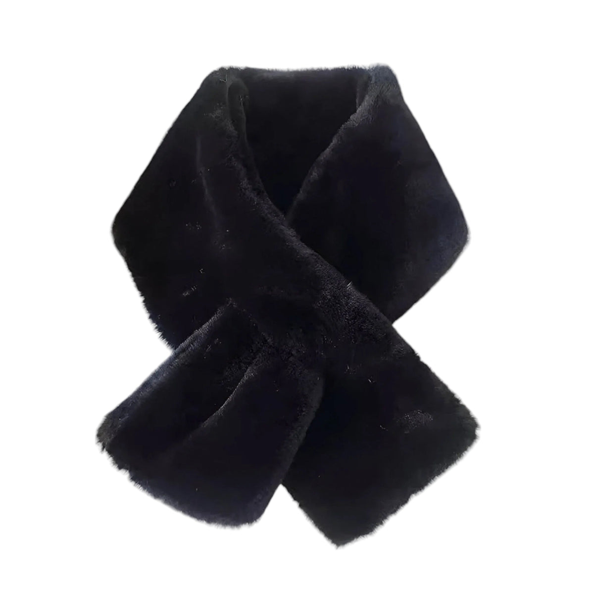 Women's Faux Rabbit Fur Plush Cross Scarf - Soft Neck Warmer for Everyday Autumn & Winter Wear