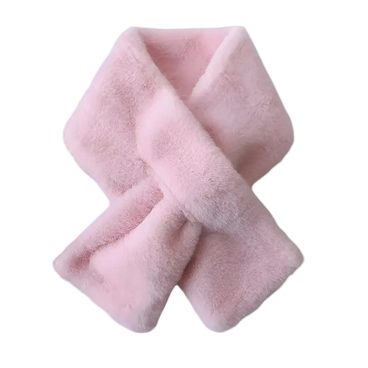 Women's Faux Rabbit Fur Plush Cross Scarf - Soft Neck Warmer for Everyday Autumn & Winter Wear
