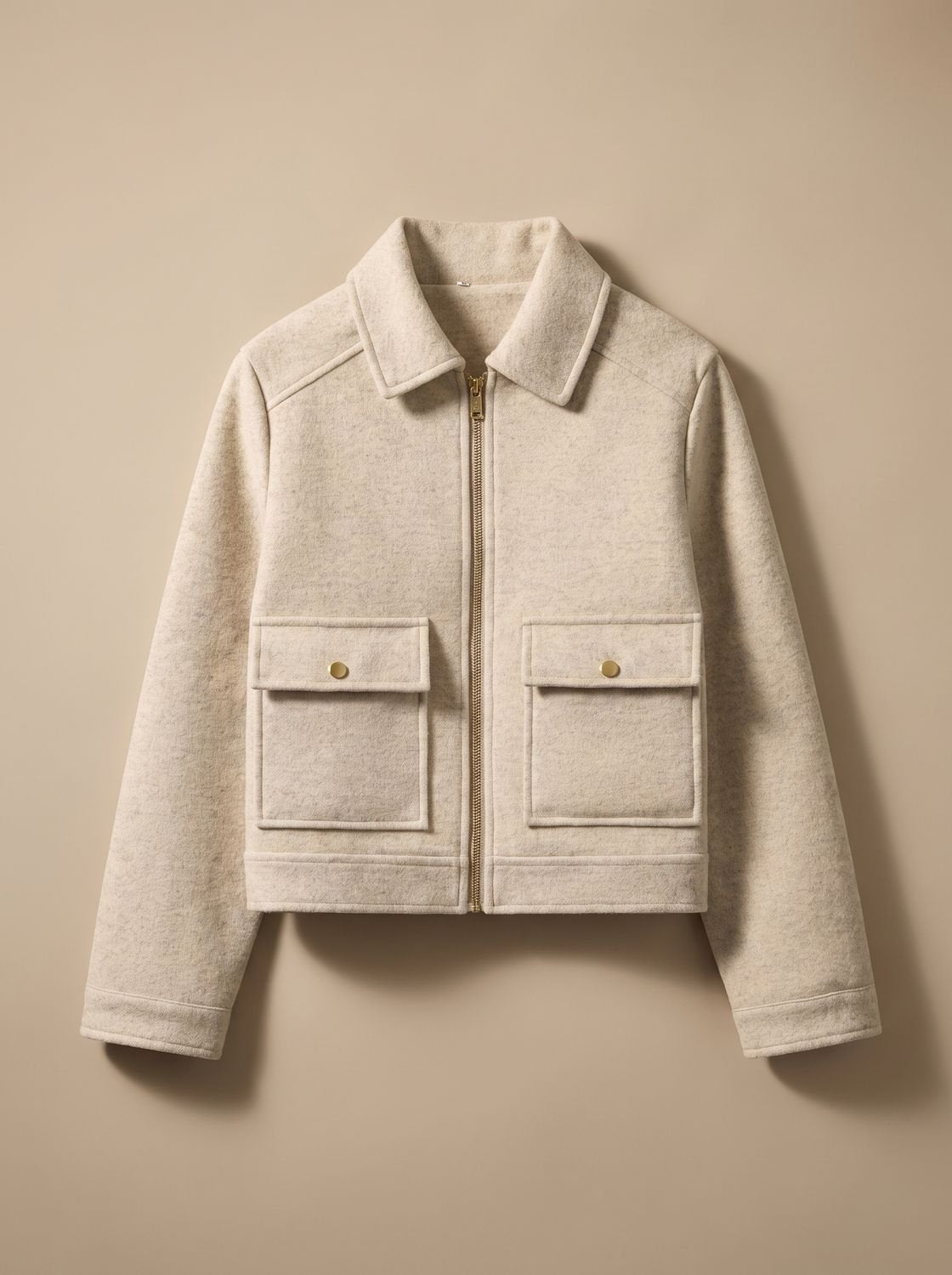 Women's High-Neck Stand-Collar Wool-Blend Button-Front Short Coat
