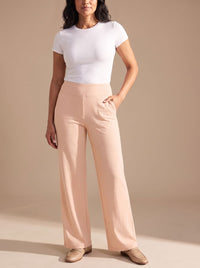 Women's High-Waisted Dressy Wide-Leg Trousers with Pockets