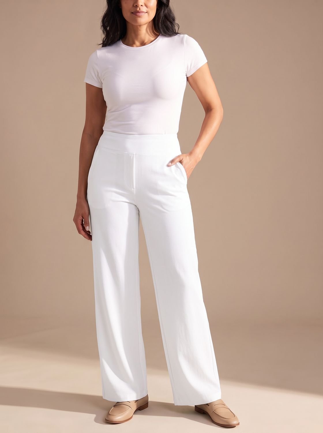 Women's High-Waisted Dressy Wide-Leg Trousers with Pockets