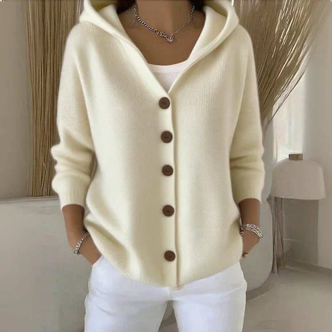 Women's Hooded Button-Front Relaxed-Fit Knit Cardigan