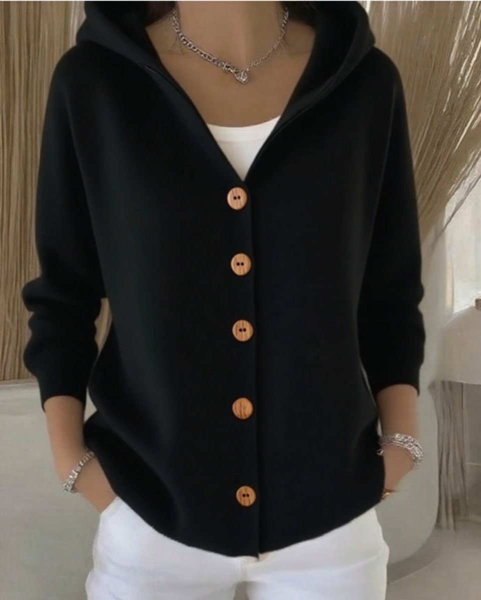 Women's Hooded Button-Front Relaxed-Fit Knit Cardigan