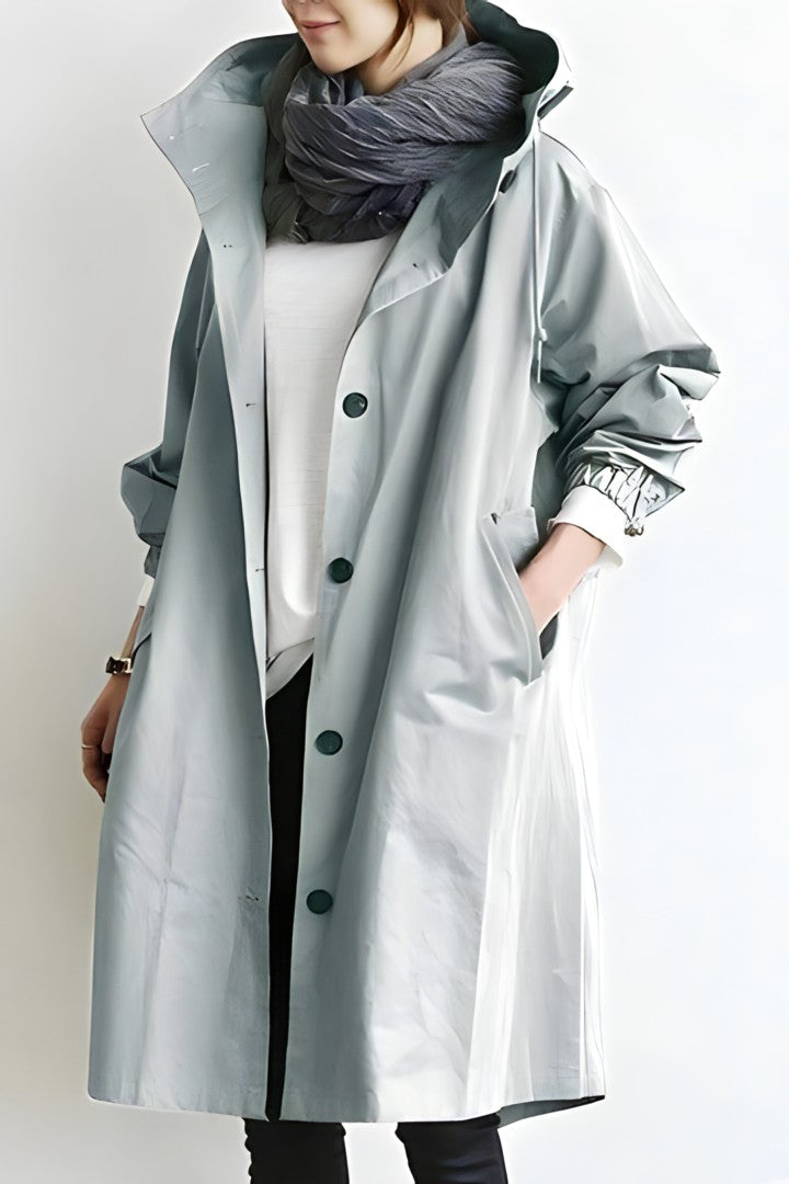 Women's Hooded Button-Front Trench Coat