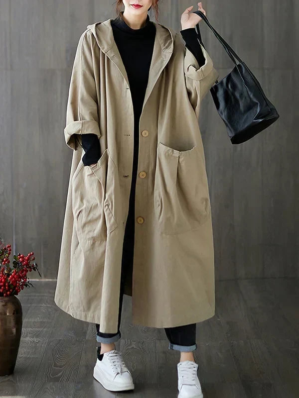 Women's Hooded Trench Coat – Long Water-Repellent Coat