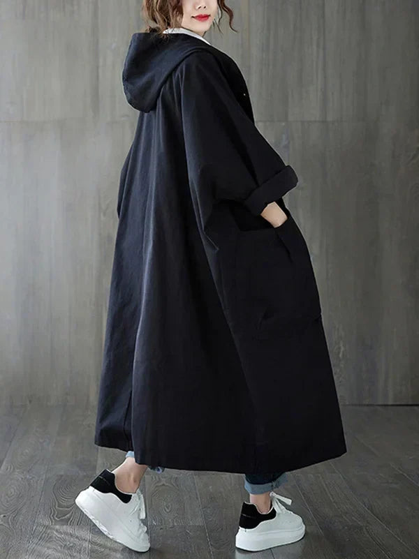 Women's Hooded Trench Coat – Long Water-Repellent Coat