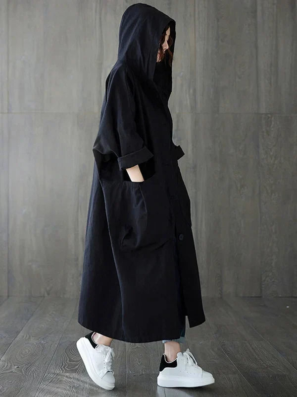 Women's Hooded Trench Coat – Long Water-Repellent Coat