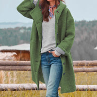 Women's Hooded Wool-Blend Coat with Classic Design