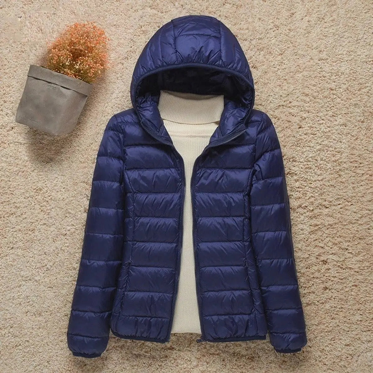 Women's Lightweight Hooded Quilted Packable Down Puffer Jacket