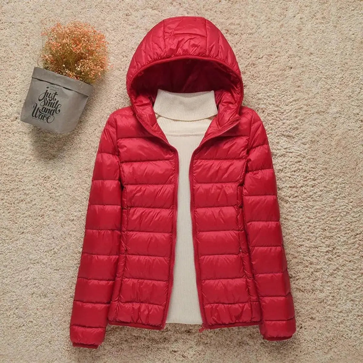 Women's Lightweight Hooded Quilted Packable Down Puffer Jacket