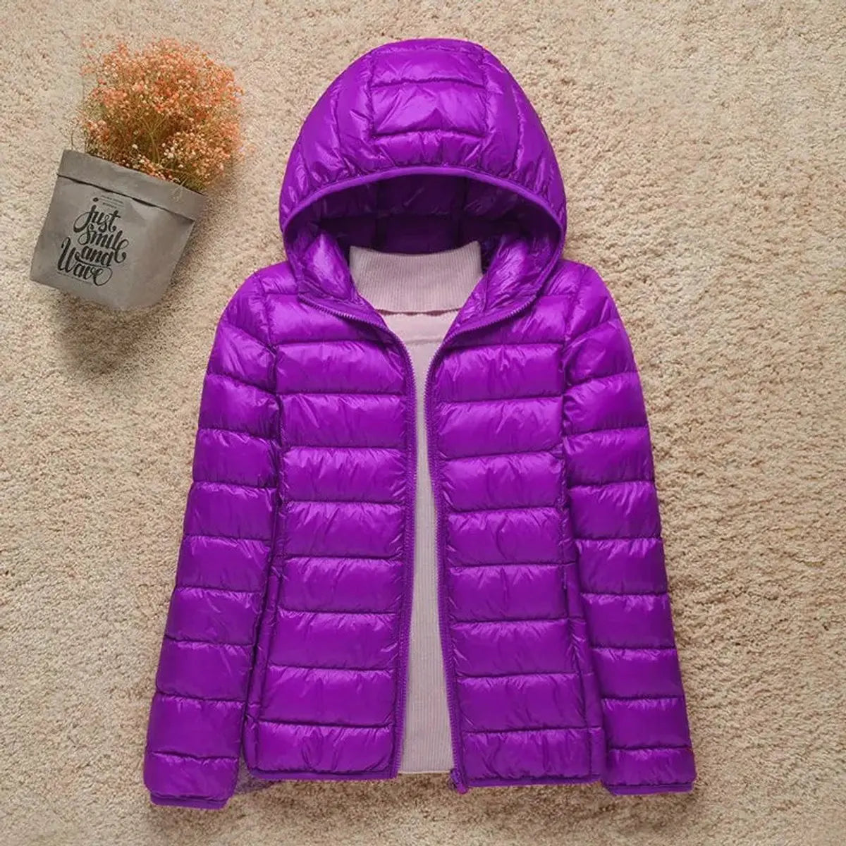 Women's Lightweight Hooded Quilted Packable Down Puffer Jacket