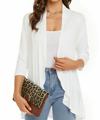 Women's Lightweight Open-Front 3/4 Sleeve Cardigan