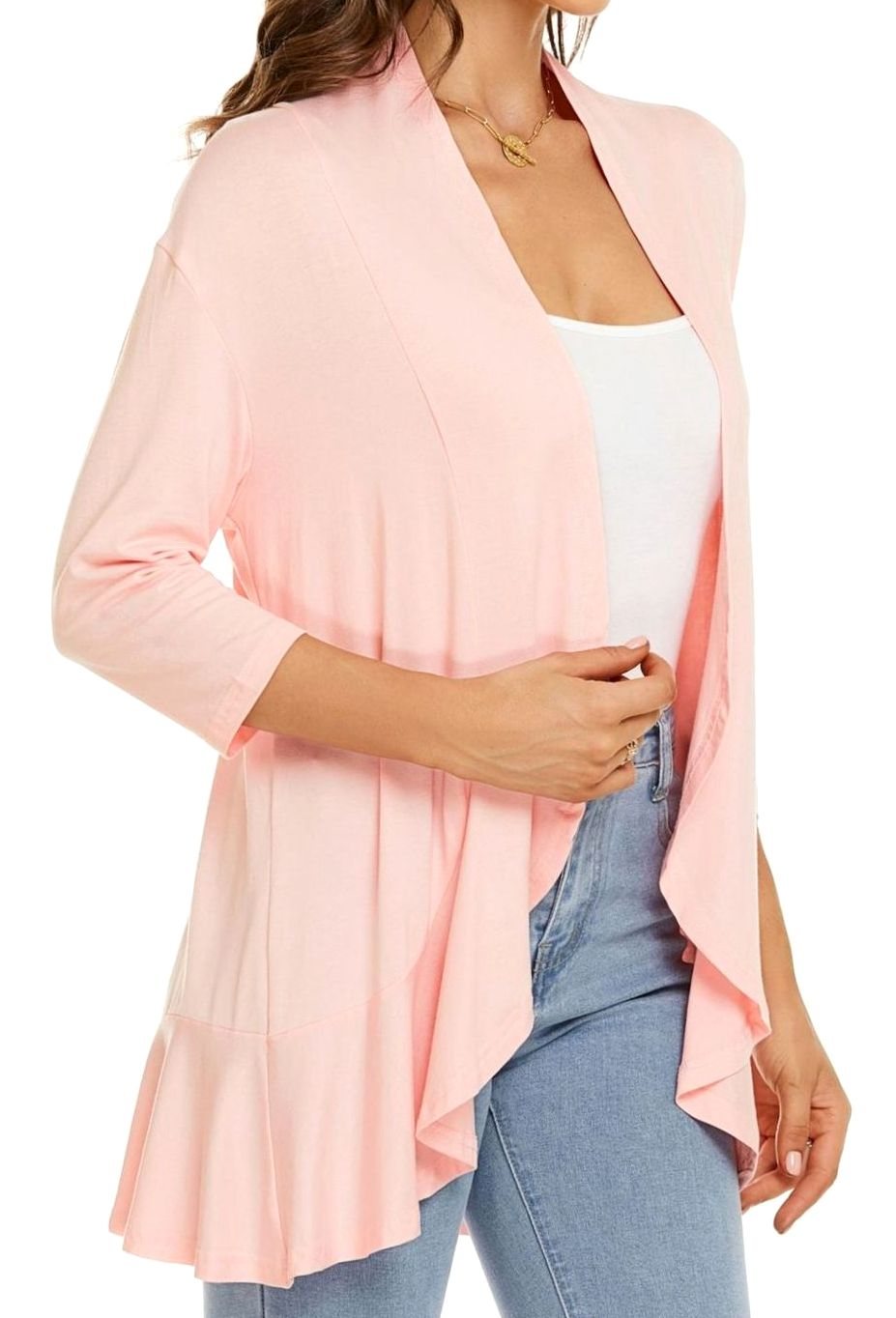 Women's Lightweight Open-Front 3/4 Sleeve Cardigan