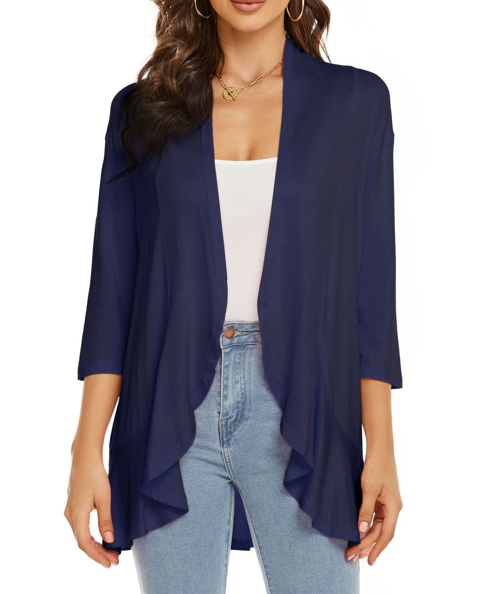 Women's Lightweight Open-Front Draped Cardigan