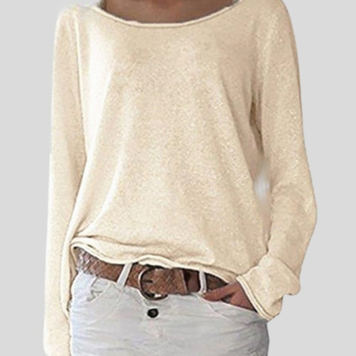 Women's Lightweight Relaxed Long-Sleeve Pullover Sweater
