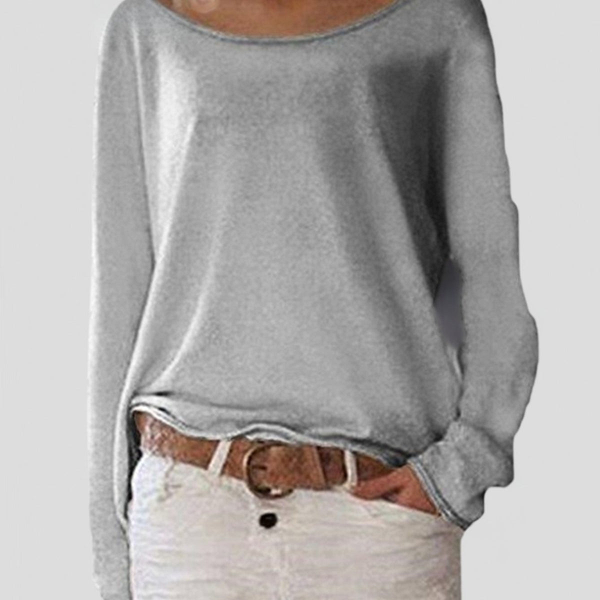Women's Lightweight Relaxed Long-Sleeve Pullover Sweater