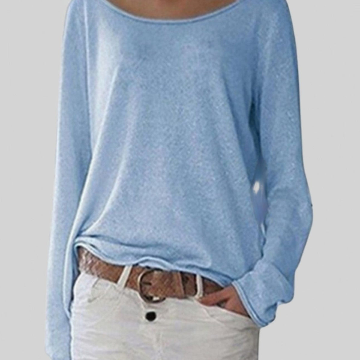 Women's Lightweight Relaxed Long-Sleeve Pullover Sweater