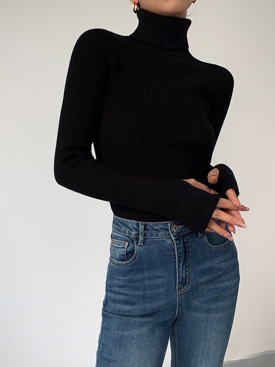 Women's Lightweight Ribbed Turtleneck Sweater
