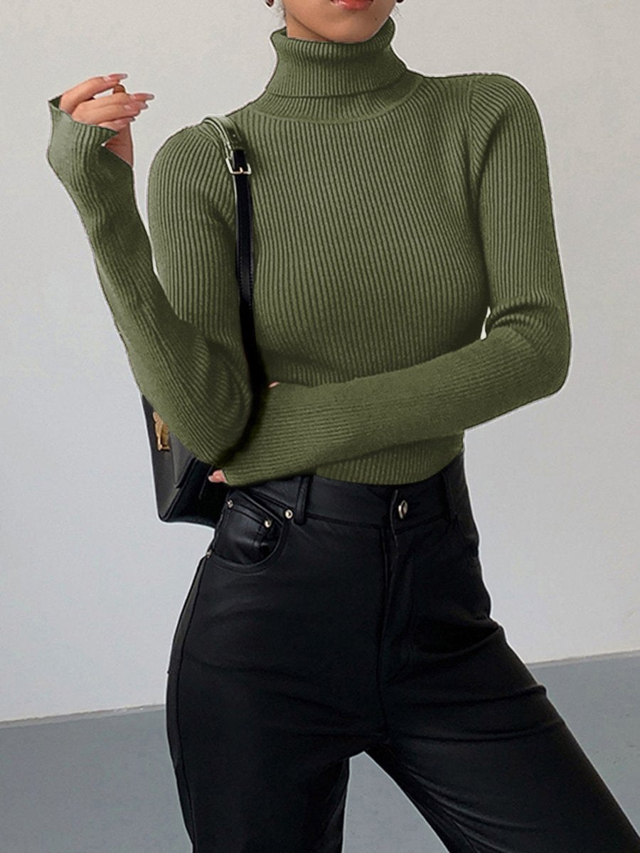 Women's Lightweight Ribbed Turtleneck Sweater