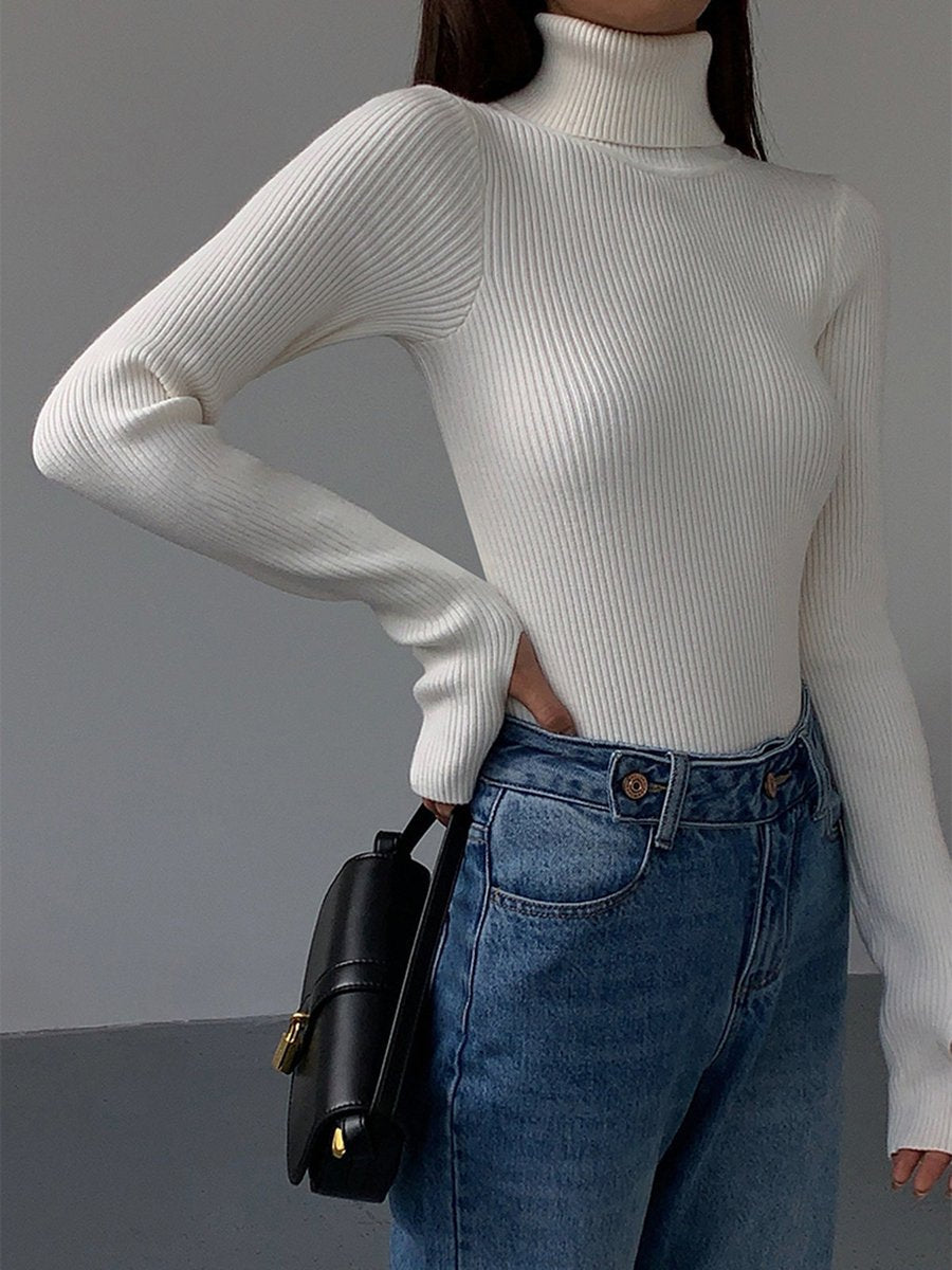 Women's Lightweight Ribbed Turtleneck Sweater