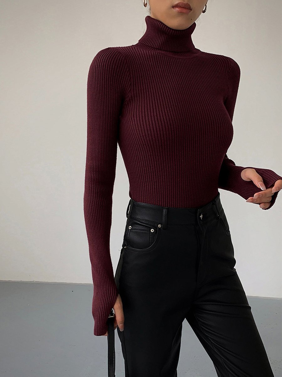 Women's Lightweight Ribbed Turtleneck Sweater