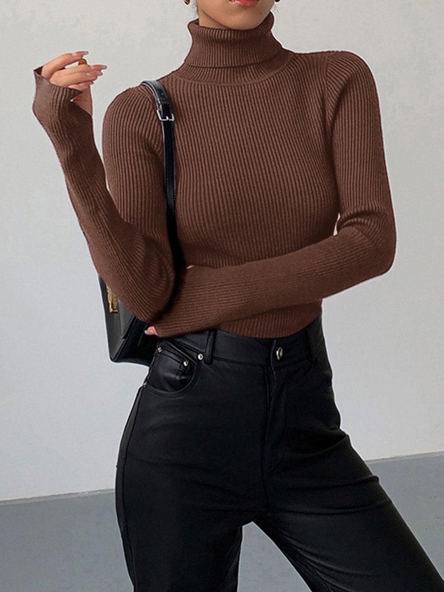Women's Lightweight Ribbed Turtleneck Sweater