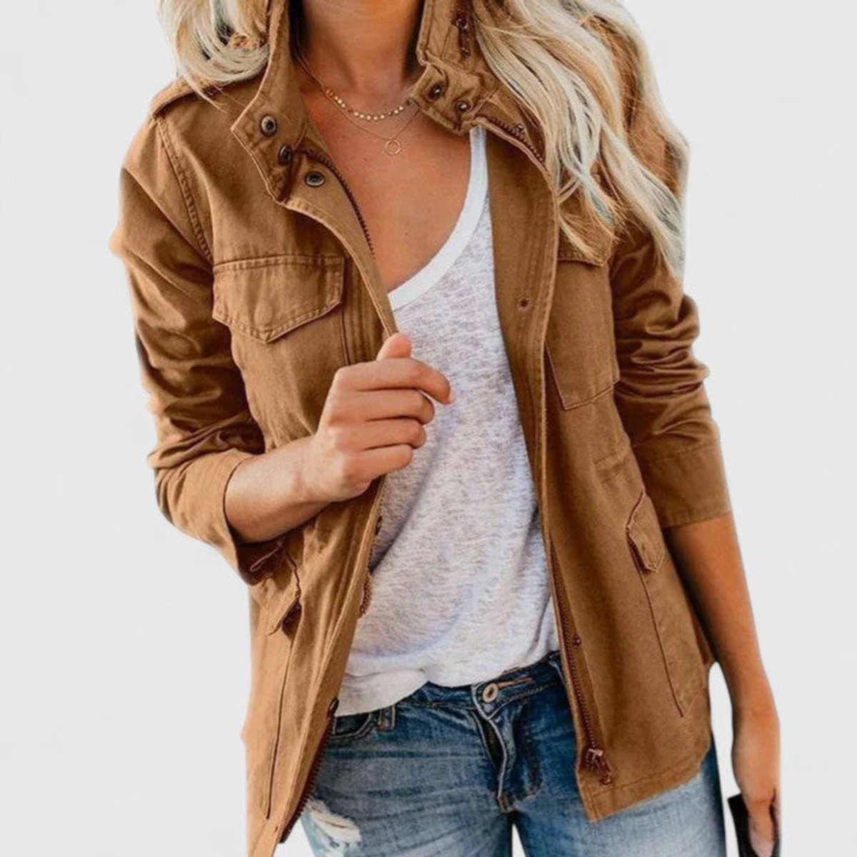 Women's Lightweight Utility Jacket with Drawstring Waist