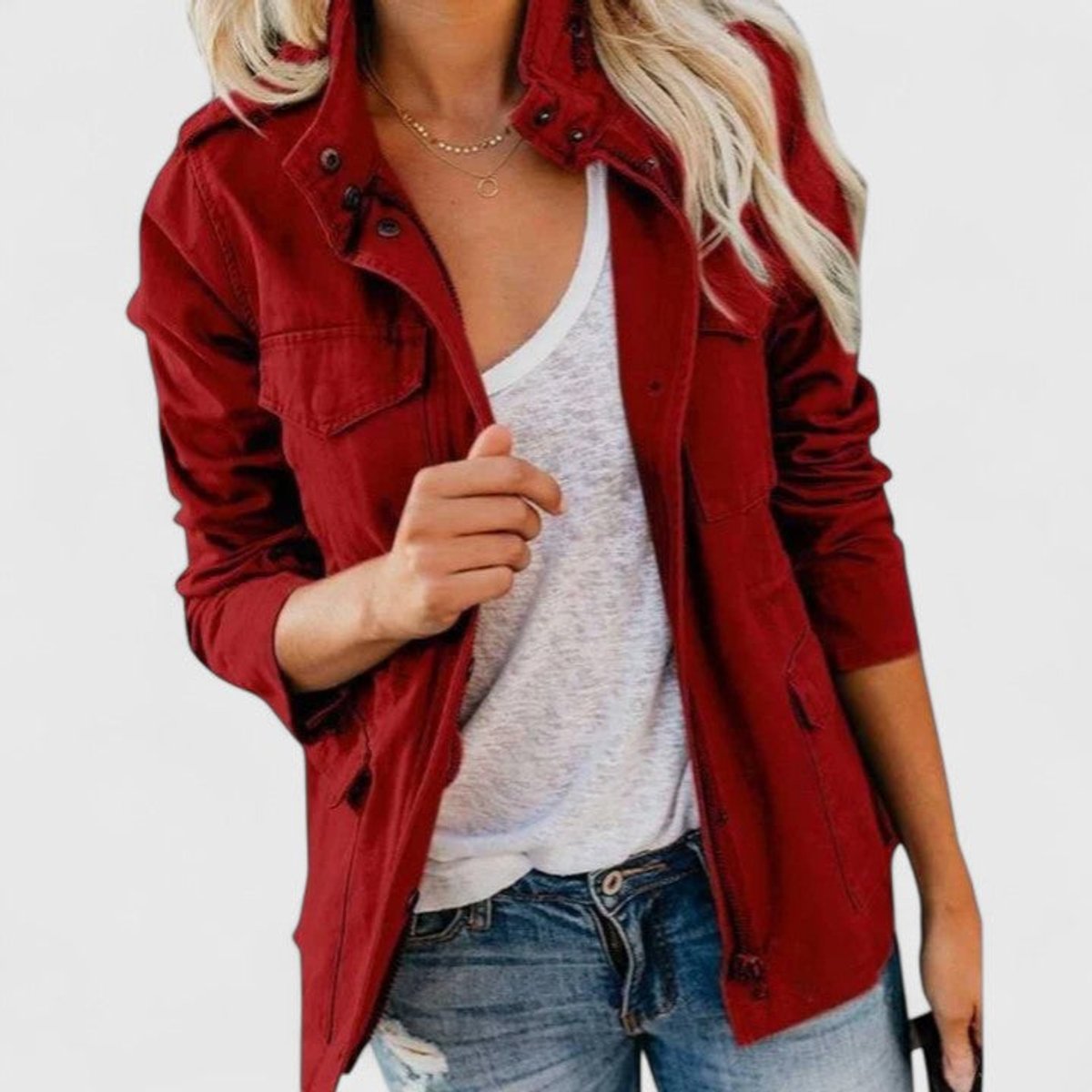 Women's Lightweight Utility Jacket with Drawstring Waist