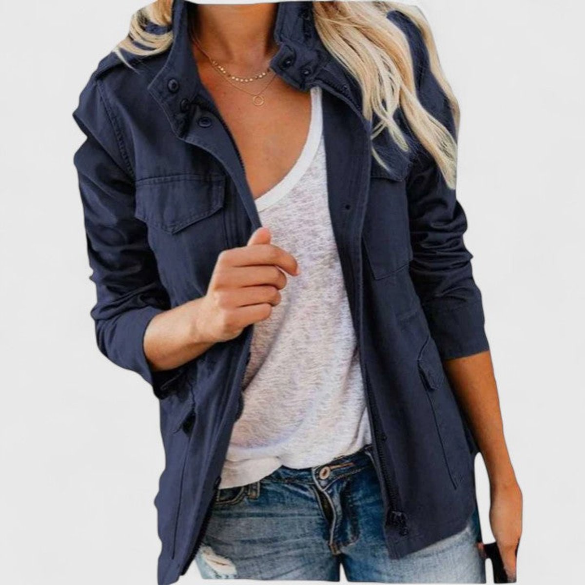 Women's Lightweight Utility Jacket with Drawstring Waist