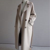 Women's Long Double-Breasted Cashmere Blend Coat