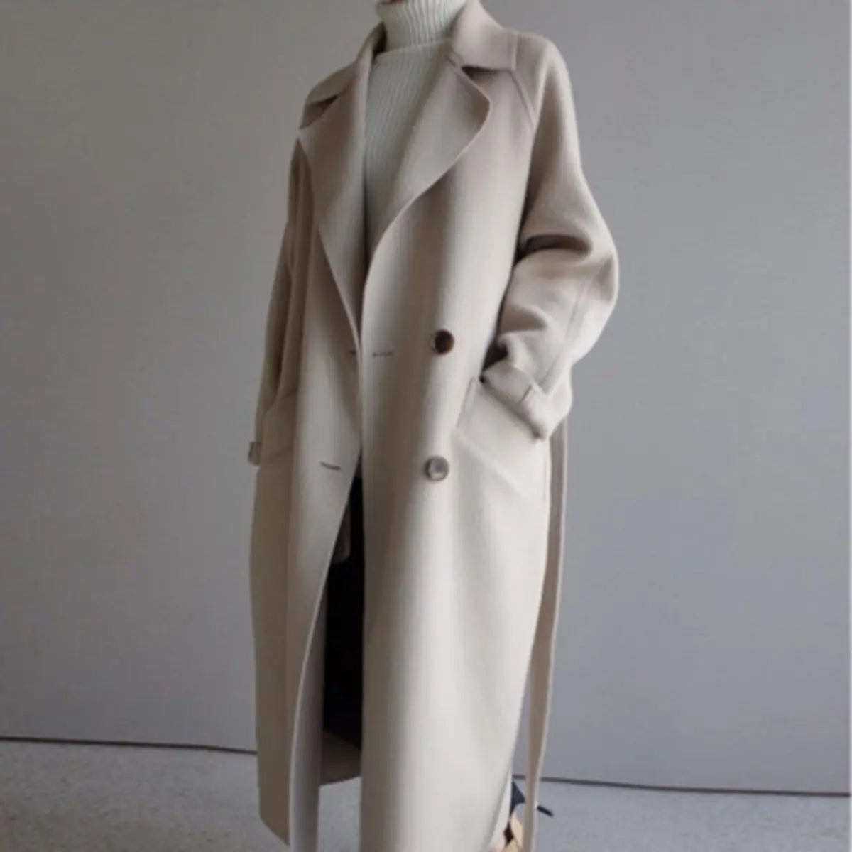 Women's Long Double-Breasted Cashmere Overcoat