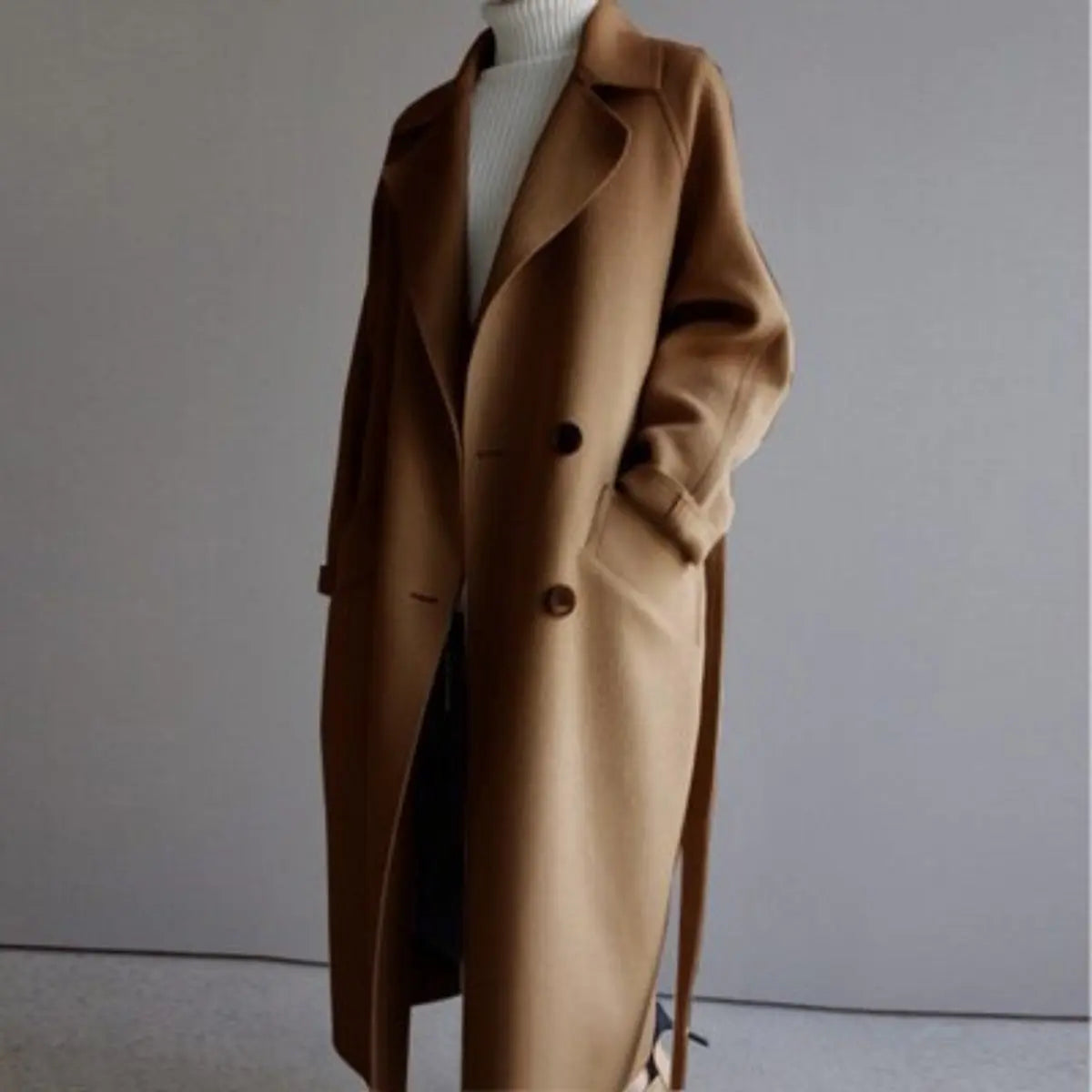 Women's Long Double-Breasted Cashmere Overcoat