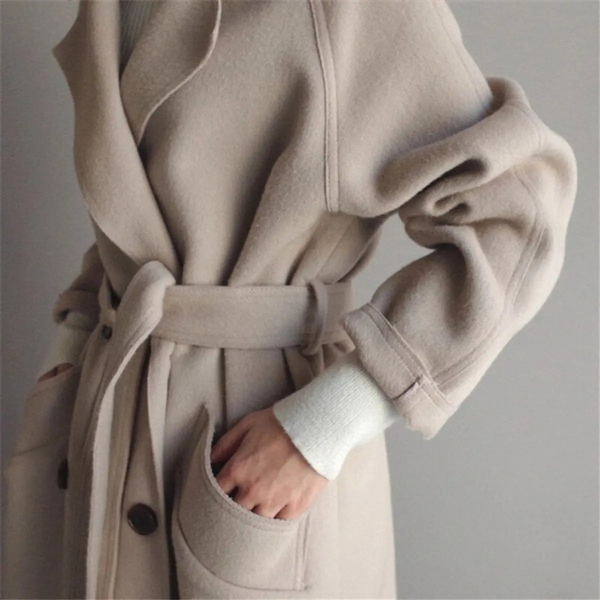 Women's Long Double-Breasted Cashmere Overcoat