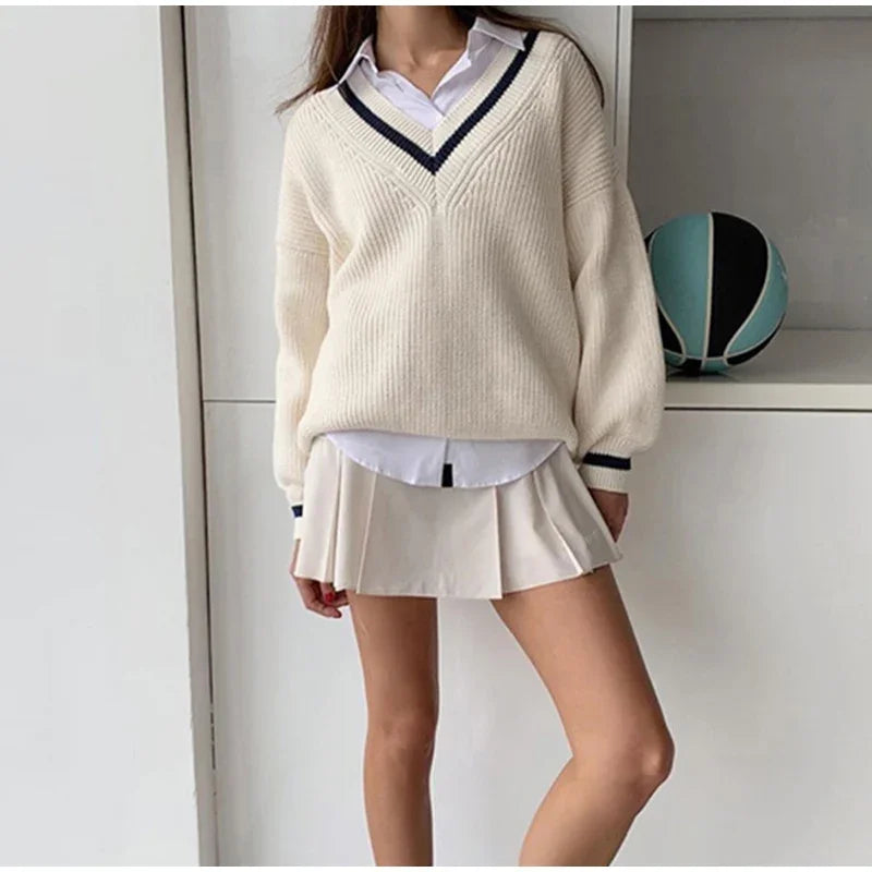 Women's Long-Sleeve V-Neck Winter Sweater