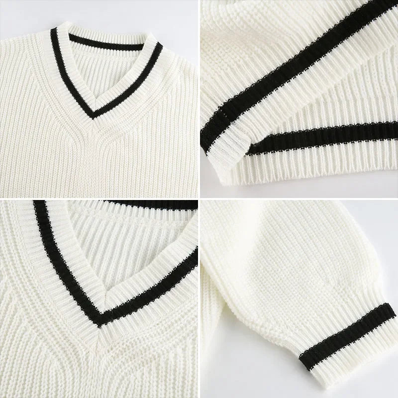 Women's Long-Sleeve V-Neck Winter Sweater