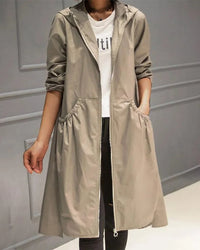 Women's Long Waterproof Hooded Trench Coat