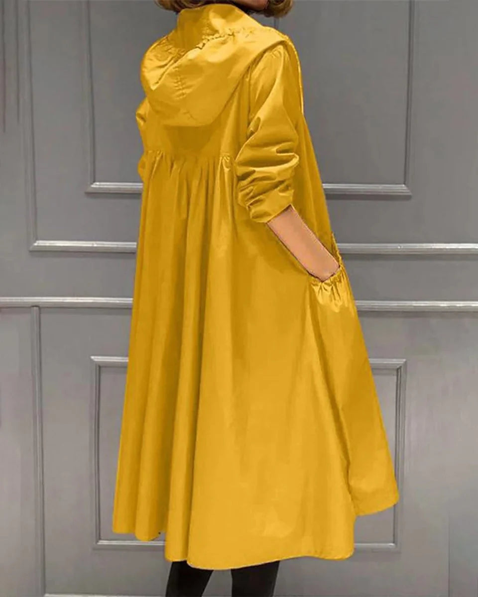 Women's Long Waterproof Hooded Trench Coat