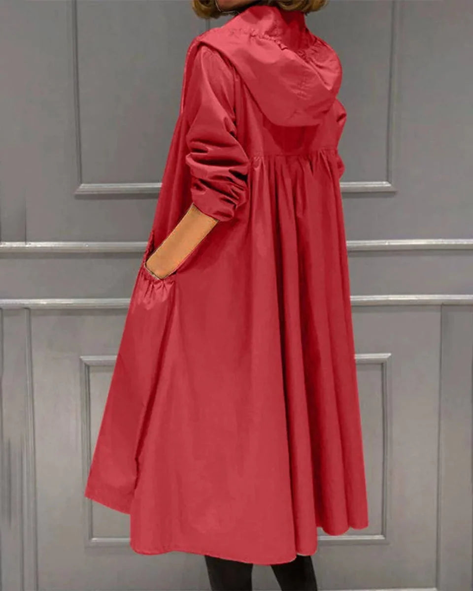 Women's Long Waterproof Hooded Trench Coat