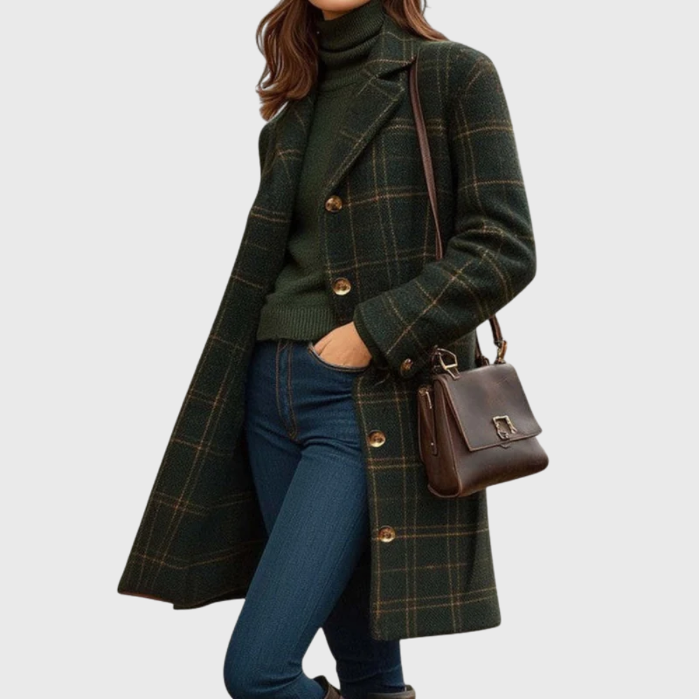 Women's Longline Button-Front Coat with Lapel Collar