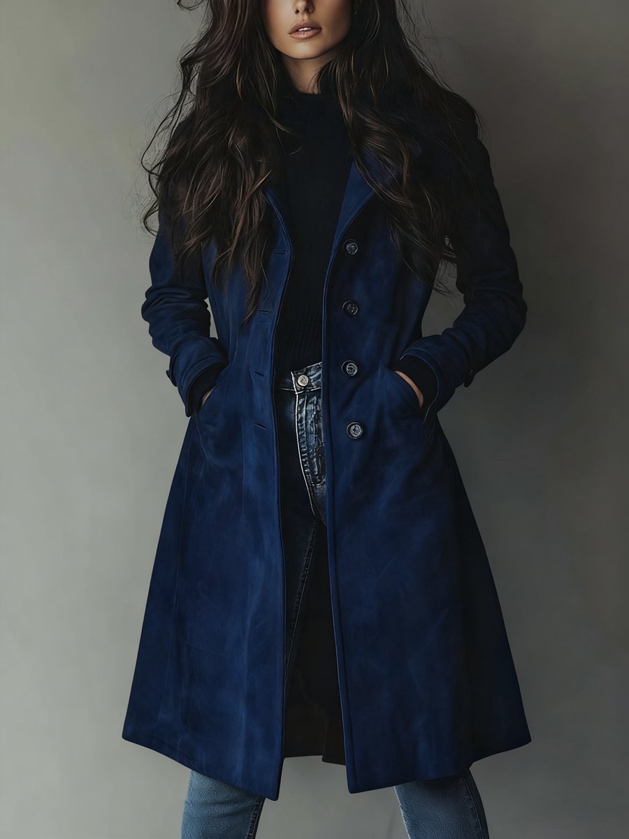 Women's Longline Double-Breasted Tailored Trench Coat